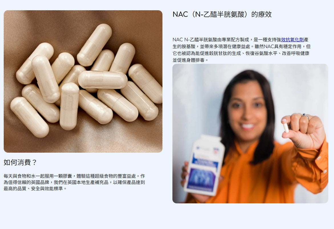 【肺部清道夫】呼吸道防護  NAC 稀釋食煙有毒物質 抗衰老抗氧化
